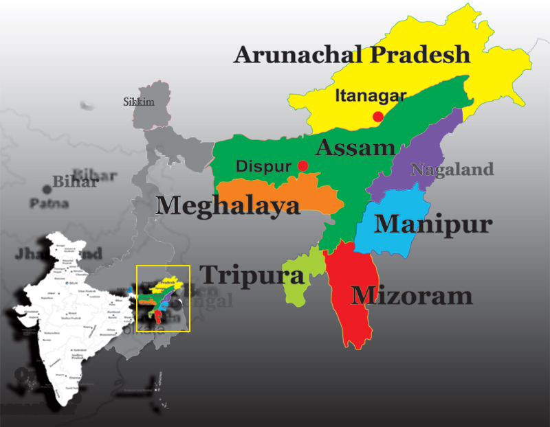 North east. Northeast India. Индия 7 сестер. Assam (a Region in Northeast India) Map.